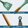 Silicone Kitchenware Cooking Utensils Set Non-stick Cookware Spatula Shovel Egg Beaters Wooden Handle Kitchen Cooking Tool Set 4