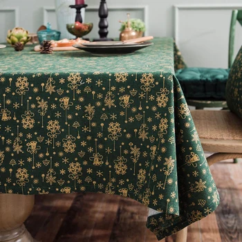 

Green Bronzing Christmas Tablecloth Table Cloth Party Wedding Table Cloth for Home Christmas Decoration Mantel Home Decor