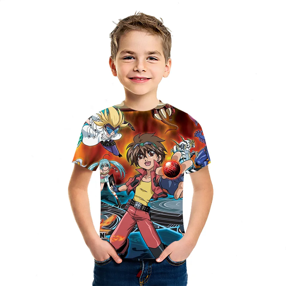 Новинка 2021 модная футболка Bakugan с 3D принтом Детская Повседневная Уличная