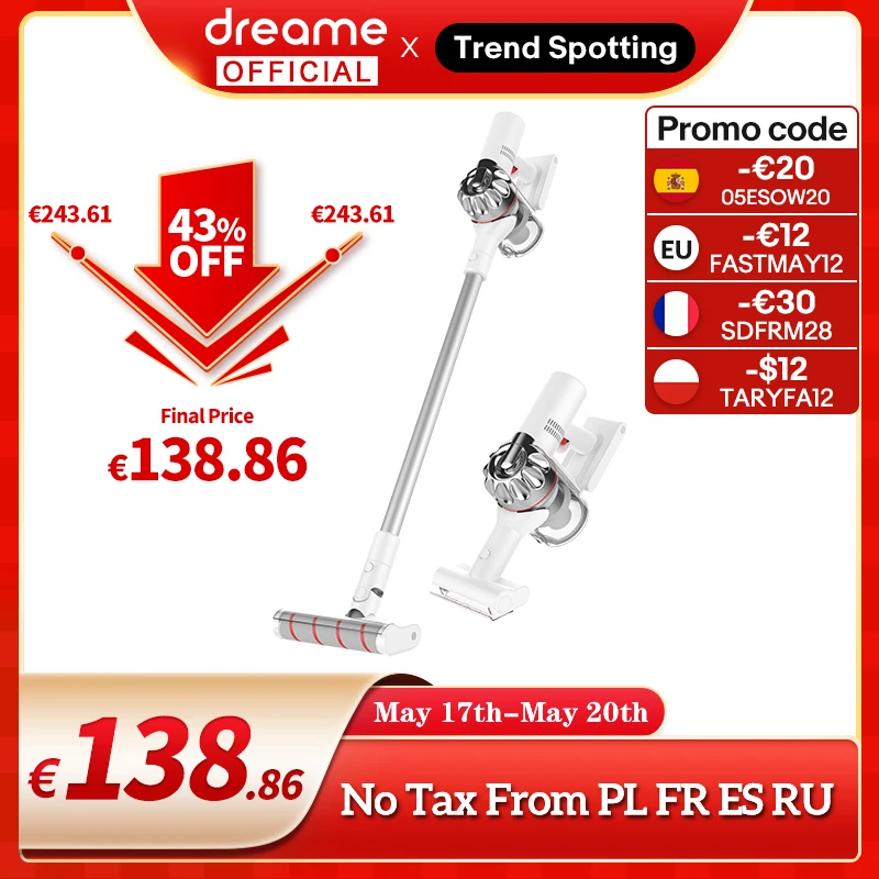 Dreame V9P Handheld Wireless Vacuum Cleaner Portable Cordless Cyclone Filter Carpet Dust Collector Carpet Sweep