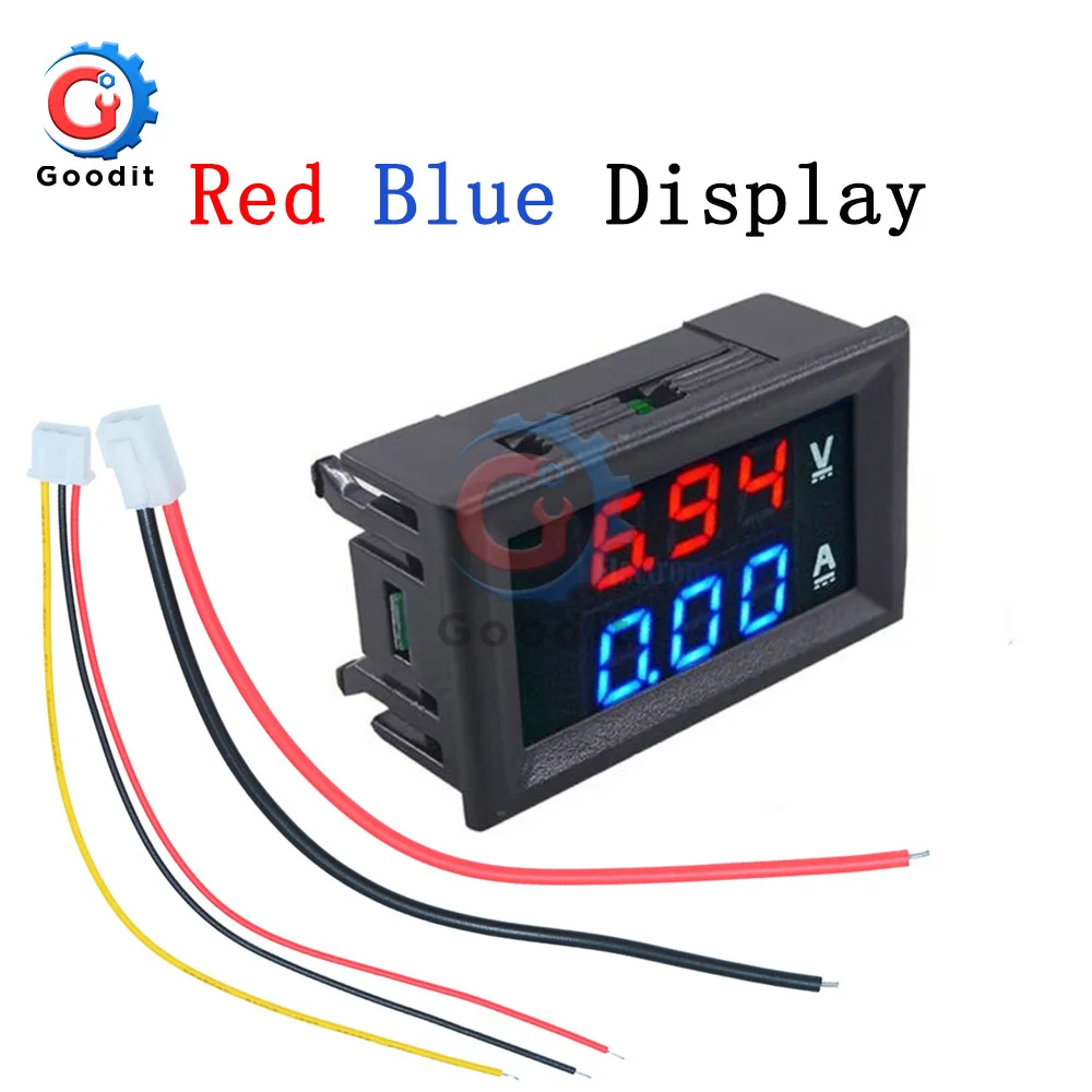 Type 2 Red Blue 1 DC 0-100 в 10 А ЖК-дисплей цифровой вольтметр Амперметр ваттметр Напряжение Ток измеритель мощности Детектор напряжения 12 в 24 в 36 В 1000 Вт - Цвет: Type 2 Red Blue 1