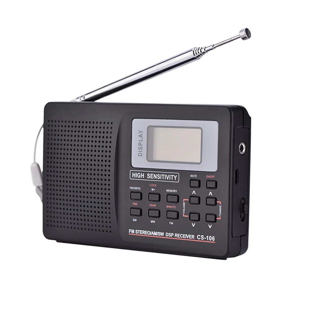 Black Полный диапазон AM/SW/LW/tv/FM радио звук полный частотный приемник приема FM радио с синхронизацией будильник портативное радио - Цвет: Black