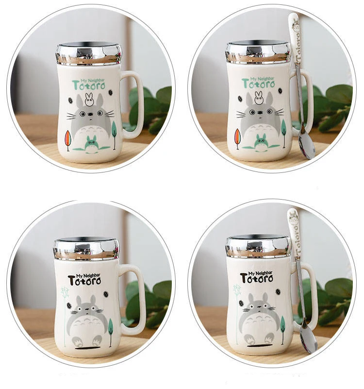 Creative Ceramic Cup Female Student Cup Large Capacity Water Cup Mug Simple with Lid Spoon Couple Coffee Cup Milk Cup Coffee