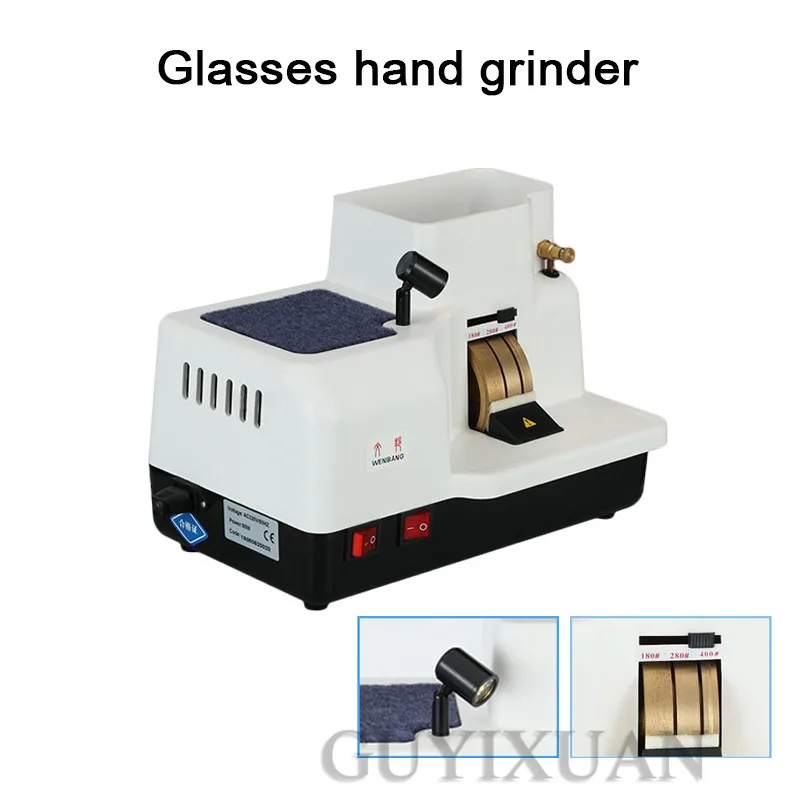 Cheap 220V / 90W Three-wheeled glasses hand grinder Manual edging machine Glasses processing table with LED light Cheap 220V / 90W Three-wheeled glasses hand grinder Manual edging machine Glasses processing table with LED light
