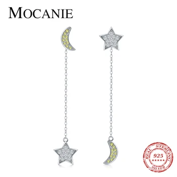 

Mocanie New 925 Sterling Silver Lovely Star Moon Asymmetry Drop Dangle Earring for Women Korea Style Fine Jewelry 2020 Design