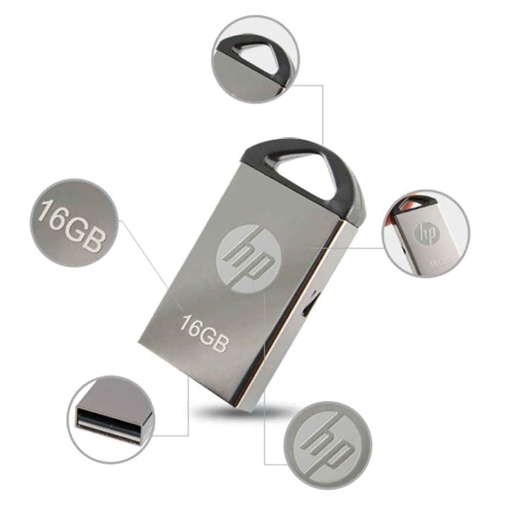 Hp Mini USB флеш-накопитель для автомобиля 64 ГБ 32 ГБ 16 ГБ металлическая ручка-накопитель USB 2,0 Флешка флеш-накопитель диск памяти на ключ флэш-накопитель