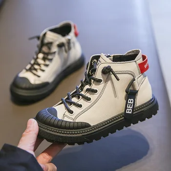 

MXHY boys and girls boots 2019spring and autumn and winter new warm plus velvet children's boots non-slip two cotton ankle boots