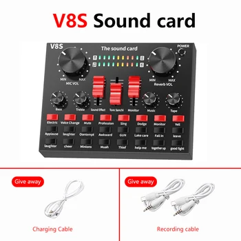 

V8 Sound Card Audio Interface External Usb Live Microphones Sound Card Bluetooth Function For Computer PC Entertainment Streamer