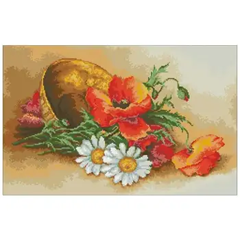 

Poppies and daisies patterns Counted Cross Stitch 11CT 14CT 18CT DIY Cross Stitch Kits Embroidery Needlework Sets home decor