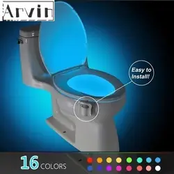 Veilleuse intelligente avec capteur de mouvement PIR, rétro éclairage pour cuvette de toilette, 8/16 couleurs 
