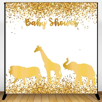 

Mehofoto Gold Safari Baby Shower Backdrop Jungle Animals Photography Background Personalize Jungle Animal Backdrops for Newborn