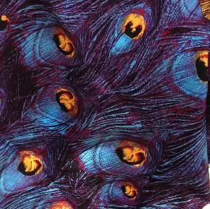 Blue Cotton Spandex Japan Kimono Peacock Print Fabric,Diy Japanese Retro Apparel Sewing Robe Dress Stretch Tissu Cloth Material - Цвет: Blue