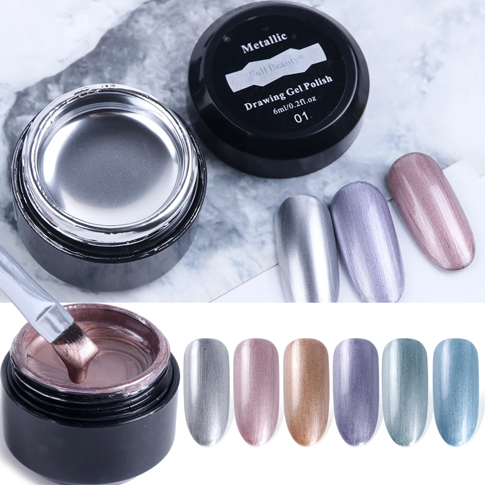 

Metallic Color Nail Gel Polish Varnish Lacquer Painting Spider Flowers Drawing Gold Silver Mirror Glitter UV Gel Manicure TR776