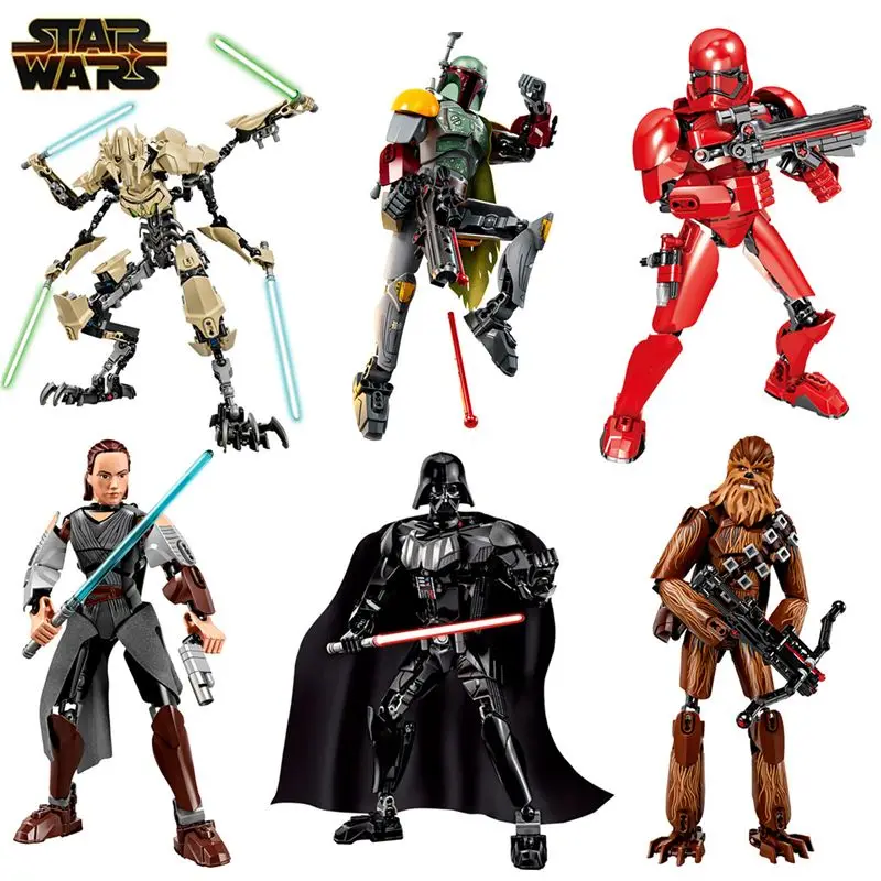 

Star Wars Buildable Figures Darth Vader Kylo Ren Chewbacca Boba Jango Fett General Grievou Action Figure Model Toy Kids Gifts