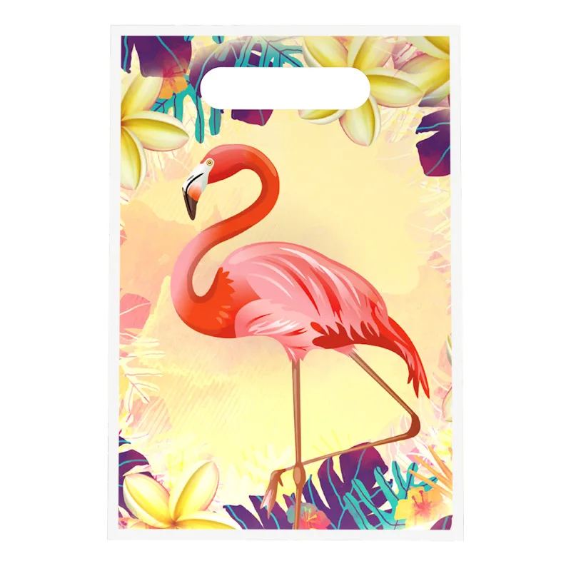 

6pcs Flamingo Party Bags for Kids Birthday Decoration Rainbow Unicorn Plastic Gift Bags with Handles Wedding Candy Gift Bag