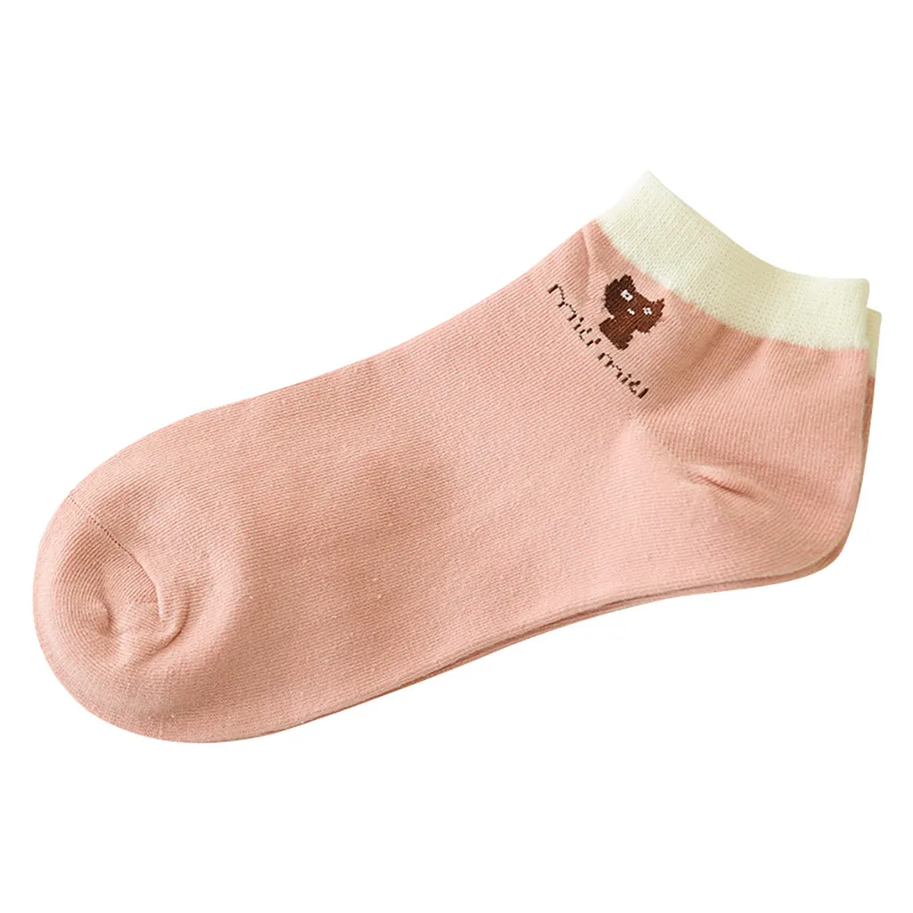 Pink 1 пара нескользящих носков с героями мультфильмов Женские Повседневные Удобные хлопковые носки с принтом короткие женские скользкие носки лодки chaussettes femme - Цвет: Pink