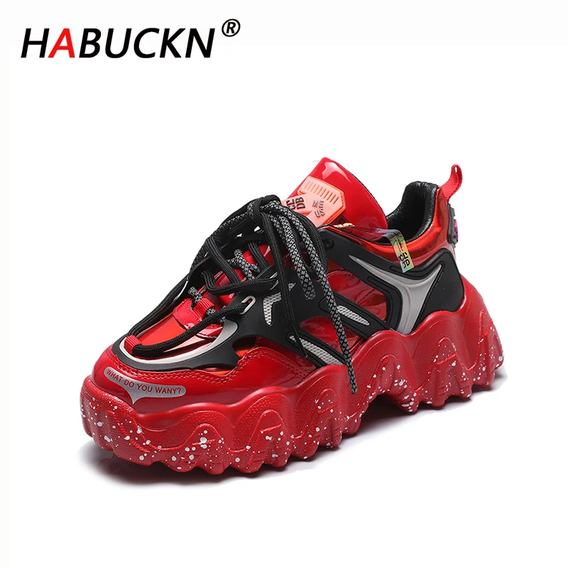 

HABUCKN Women Platform Sneakers Causal Shoes Increasing INS Height Platform Breathable Fashion Flock Thick Bottom Women Shoes