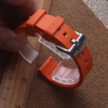 

High Quality Silicone Rubber Watch Strap 20mm 22mm Orange Watchbands Bracelet Wristbands silver stainless steel pin buckle Soft