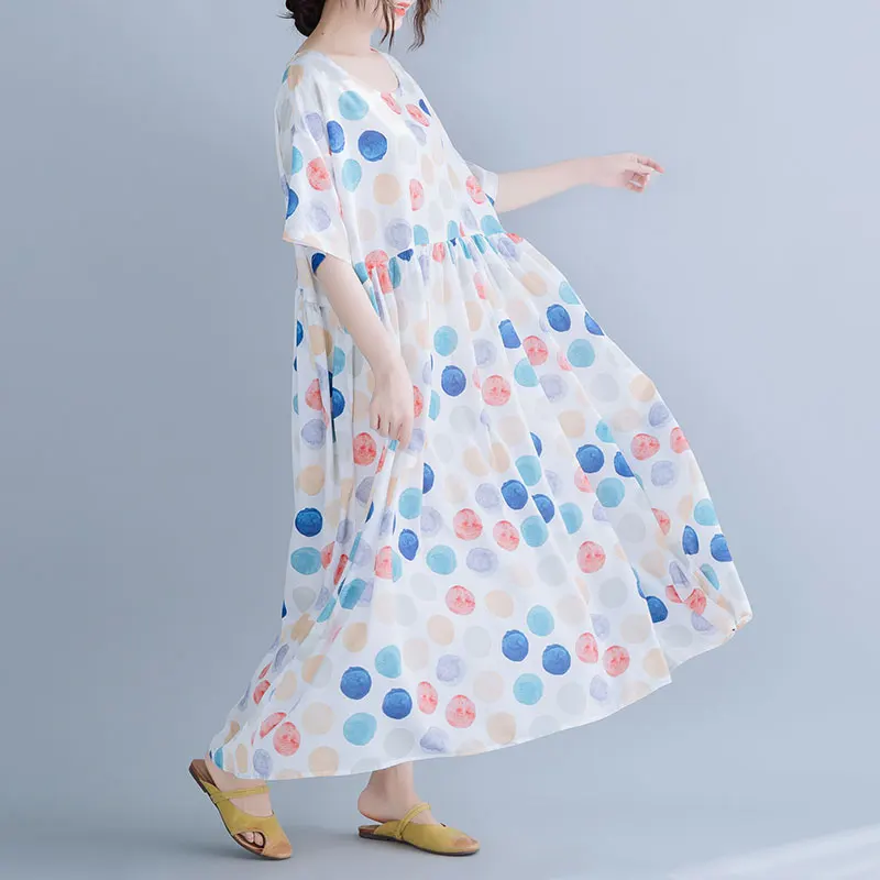 Женское шифоновое платье NYFS Свободное длинное в горошек летнее 2020|Платья| |