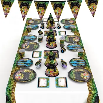 

Hot Game Theme Birthday Party Disposable Tableware Set Game Controller Napkins Banner Hat Decor Boys kids Games Party Supplies
