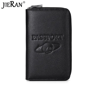 

New Genuine Leather Passport Holder Blocking Rfid Passport Travel Wallet Credit Card Holder Multi-Card Storage Pack Clutch Bag