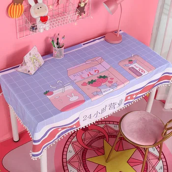 W & G-mantel de tela de algodón y lino con dibujos animados, mantel Rectangular impermeable, para escritorio y comedor, para fiesta de cumpleaños 1