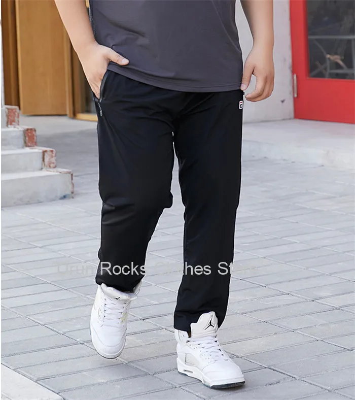 Sweatpants Men Jogging Running Sport High Waist Black Sweat Trainning Mesh Summer Plus Size 6XL 7XL 9XL Loose Ice Silk Trousers high waisted harem pants