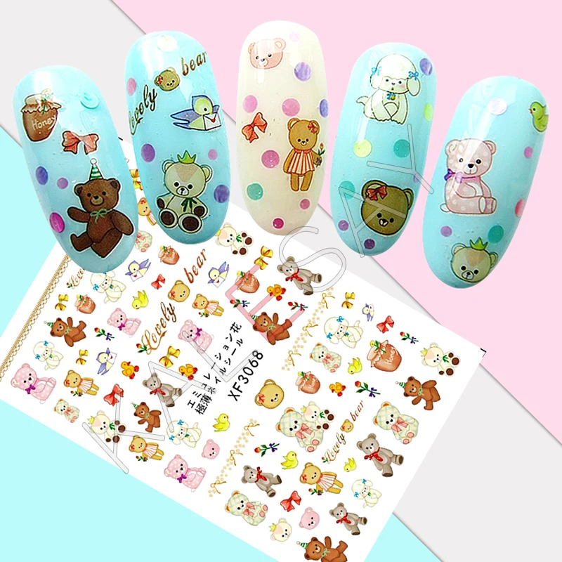 Стикеры 3D на ногти Nail Art маникюрный дизайн Кот из японского мультфильма наклейки для ногтей задний клей 3D переводные наклейки декоративные накладки для ногтей