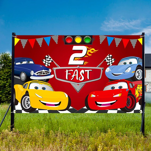 Race Car 2nd Birthday Party Backdrop Decor 2 Fast Photo Background Banner Wall Decoration Party Supplies for Two Years Old Kids 4