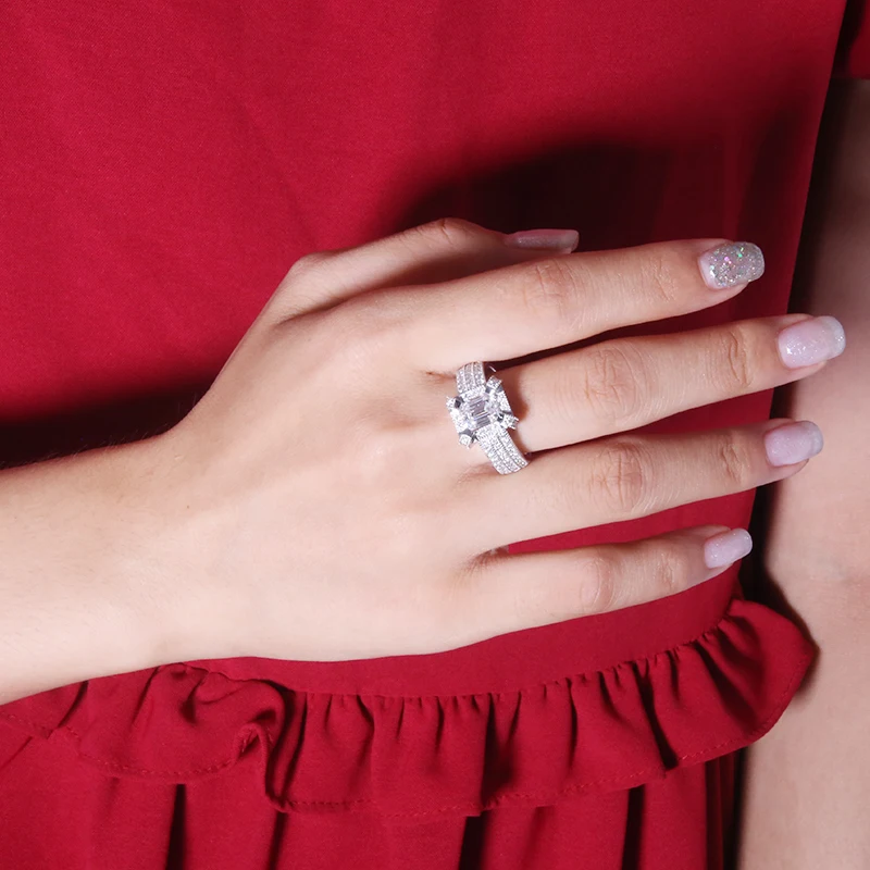 AEAW 14K белое золото 2ct Moissanite обручальное кольцо с бриллиантом EF VVS с национальным сертификатом для женщин