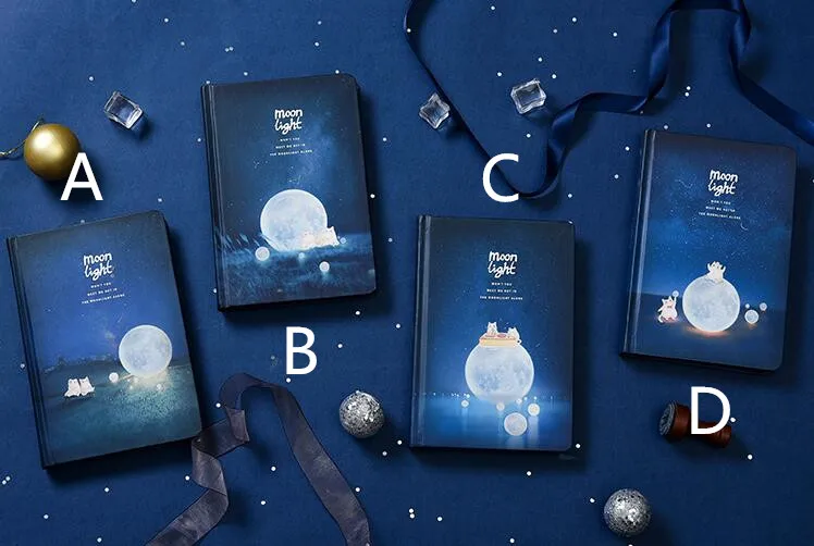 "Moonlight" Hard Cover Black Papers Sketchbook Notebook Journal Diary Blank Notepad Stationery Gift