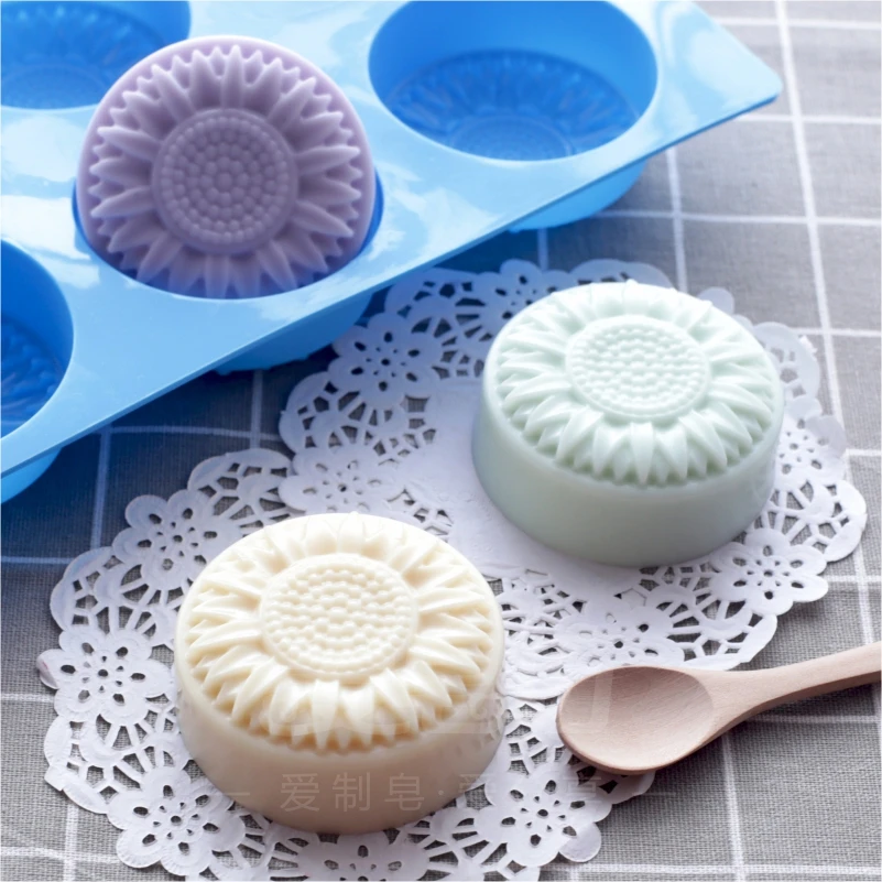 6 Holes Flower Mold chrysanthemum Pattern Soap Mold Big Size Soap Silicone Party Favors