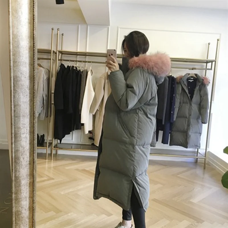 

Dongdaemun over-the-Knee Cotton Coat Gray 2018 New Style Korean-style down Feather Cotton-padded Jacket Thick Cotton-padded Clot