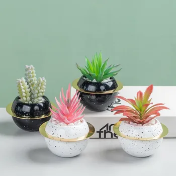 

Nordic Ins Space Planet Fake Flower Ceramic Pot Simulation Succulent Plants Potted Ornaments Creative Home Desktop Decoration