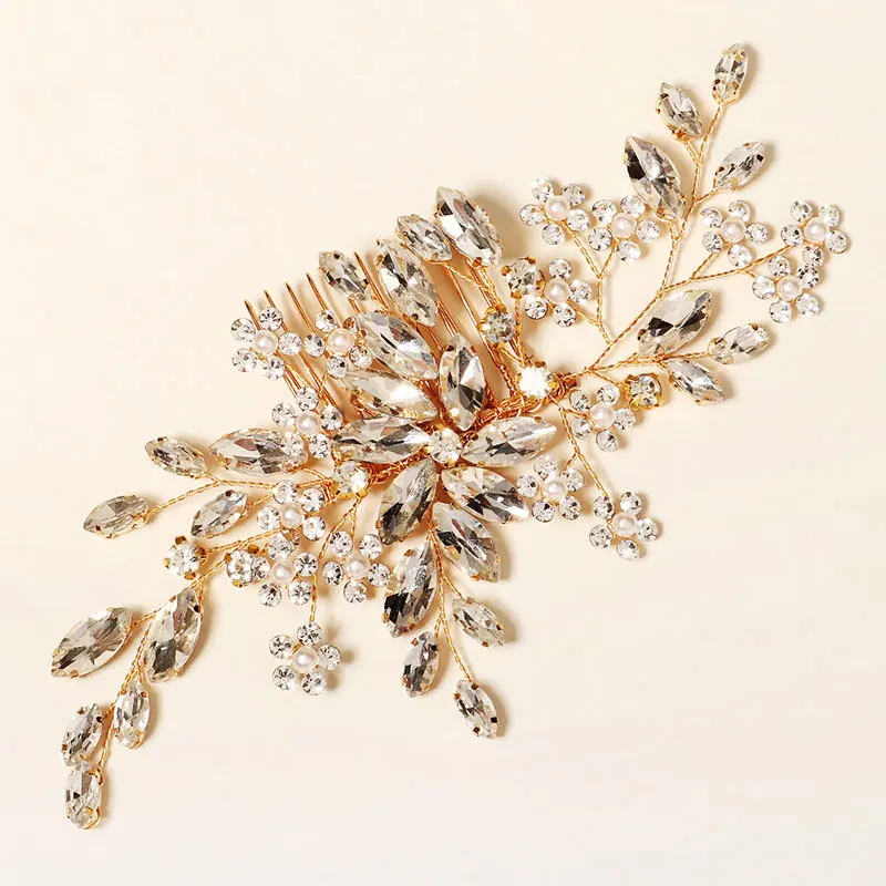 QYY Rhinestone Wedding Hair Combs Bridal Hair Accessories for Women Handmade Jewelry Luxury Bride Headpiece Bridesmaid Gift