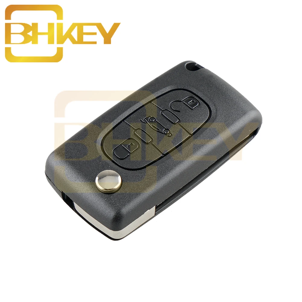Складной чехол BHKEY для автомобильного ключа с 3 кнопками Peugeot 207 307 308 407 607 807 Citroen C2 C3