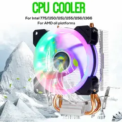2 Медь с тепловым стержнем heat pipe Процессор кулер 4Pin 5 светодиодный RGB охлаждающий вентилятор 9 см кулер вентилятор радиатора для Intel