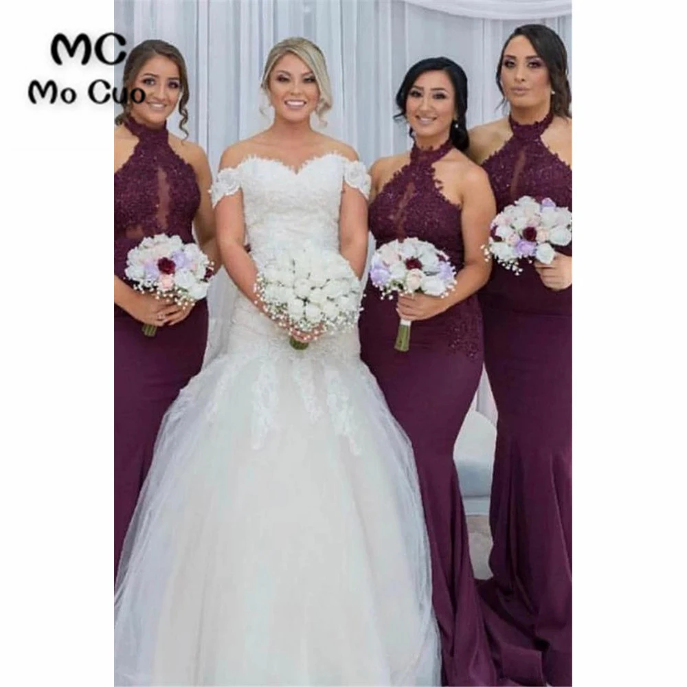 lace halter bridesmaid dresses
