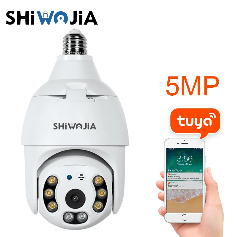 5-мегапиксельная HD Wi-Fi камера Tuya Smart 360 ° панорамная IP-камера с лампочкой для