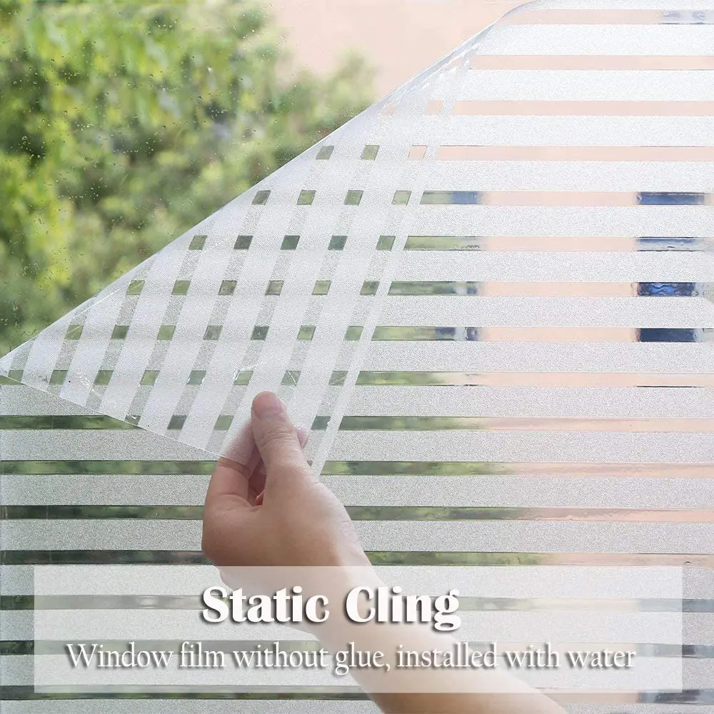 300cm Long Office Striped Static Cling Self-Adhesive Glass Film UV Insulation Vinyl Frosted Privacy Window Film