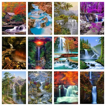

EverShine Diamond Painting Landscape Waterfall 5D Mosaic Embroidery Full Display Picture Of Rhinestones Home Decoration