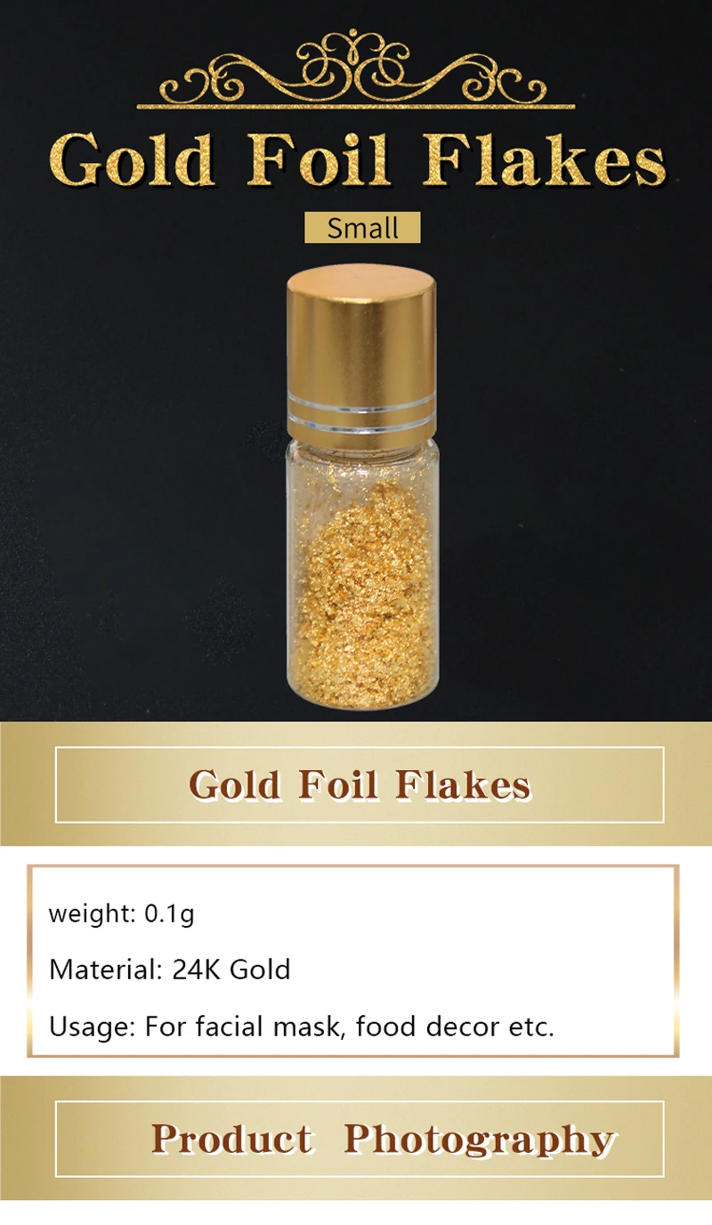 EDIBLE / DECORATIVE GOLD LEAF SPRINKLE FLAKES - 24 CARAT - 0.1G