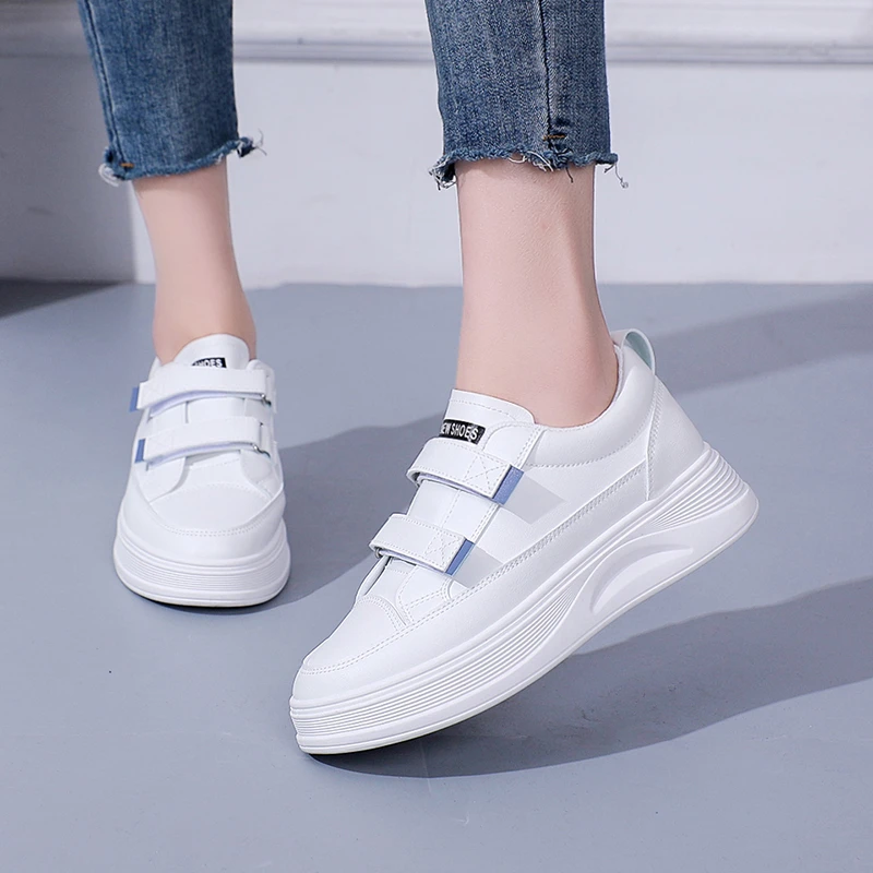 Zapatillas deportivas de piel sintética para mujer, zapatos blancos modernos con suela caminar, gran oferta, 2021 EU 35 40|Zapatillas caminar| -