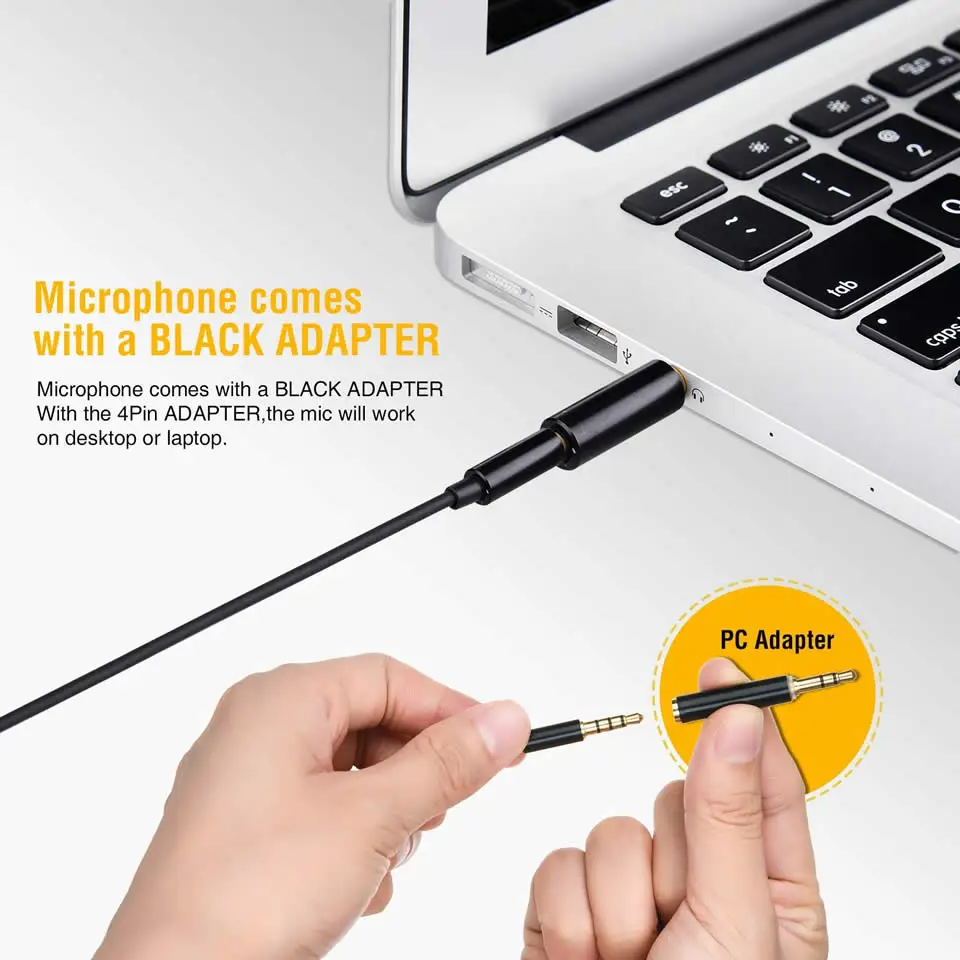 1.5m Omnidirectional Metal Microphone 3.5mm Jack Lavalier Tie Clip Microphones Mini Audio Mic for Camera Computer Laptop Phone