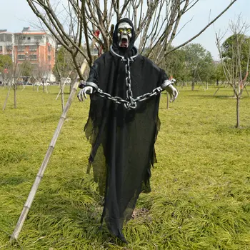 

Halloween Decoration Skull Iron Chain Large Hanging Ghost Haunted House Horror Props Shining Sound Making Trick Scary Decorative