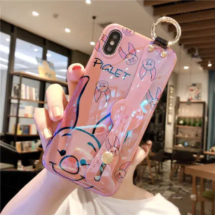01 Для Iphone 6 7 8 S Plus X XR XS XSMAX милый мультфильм Винни Медведь поросенка чехол для телефона защитный силиконовый из ТПУ чехол на запястье - Цвет: 01