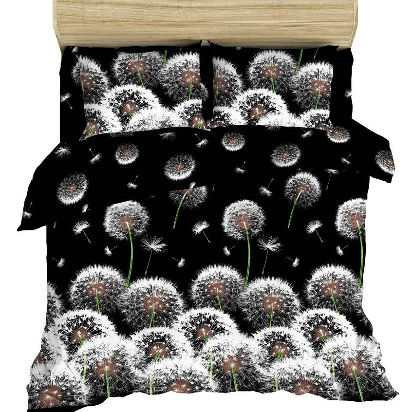 Bed linen set from coarse calico, 100% cotton, fig. 3412 White dandelions ► Photo 2/4