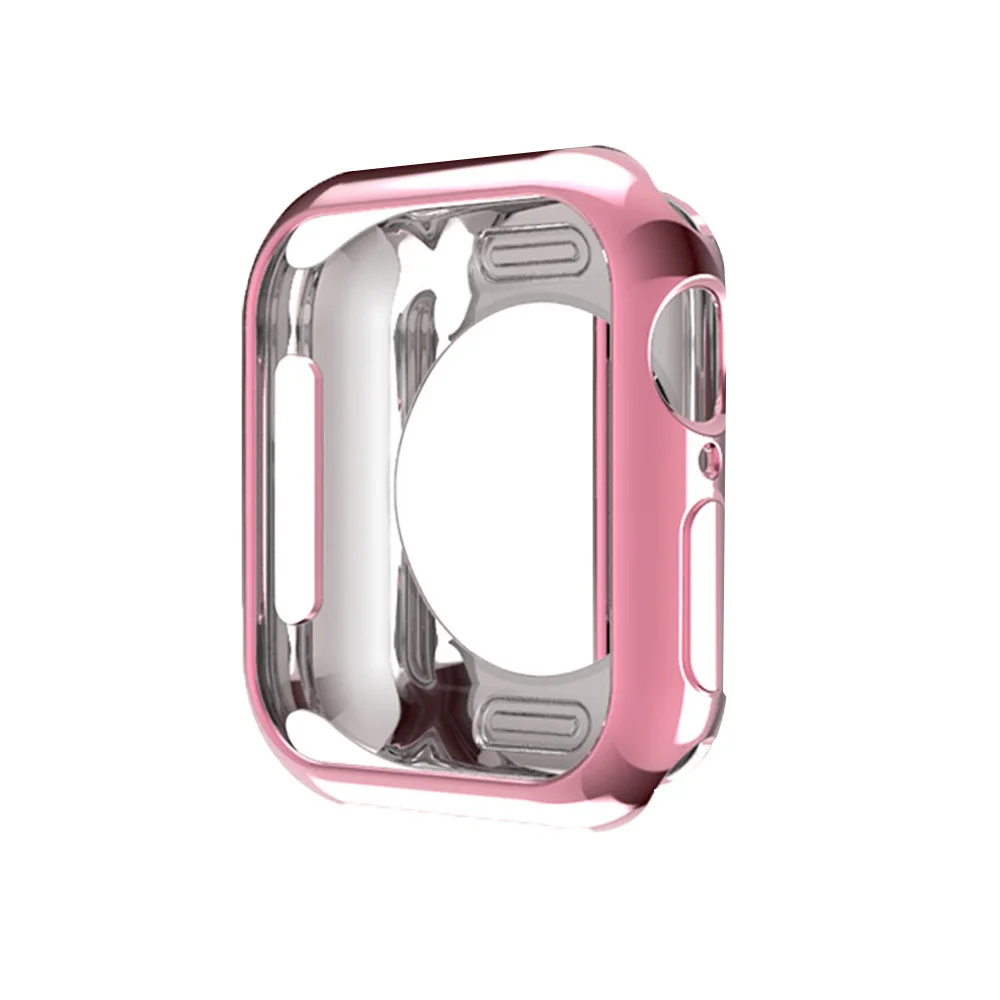 Pink Чехол для часов для Apple Watch Series 5, 4, 3, 2, 1, ремешок, чехол 42 мм, 38 м, 40 мм, 44 мм, тонкий ТПУ чехол, защита для iWatch 4, 44 мм - Цвет: Pink
