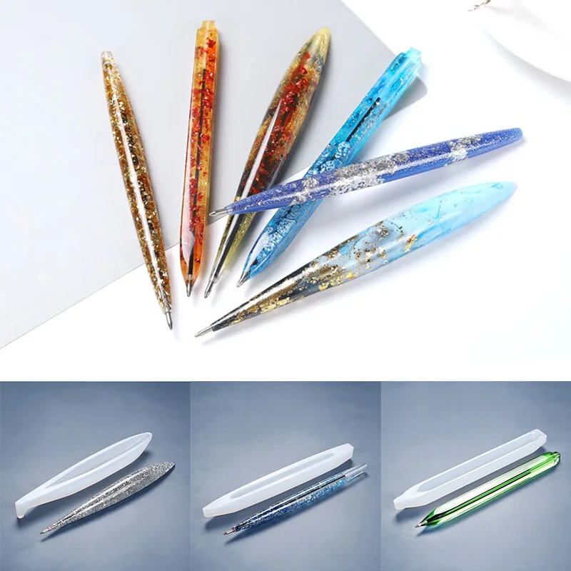 Silicone Mold Transparent Handmade Ballpoint Pen Silicone Mold UV Resin Epoxy Pen Holder Resin Casting Mold Penholder DIY Jewelry Making