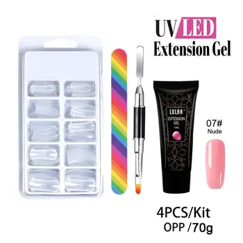 

4Pcs Nail Art Tool 15ml UV LED Extension Gel Mini Nail Lamp Nail File Tweezer Clipper Top and Base Coat Women Girls DIY Manicure